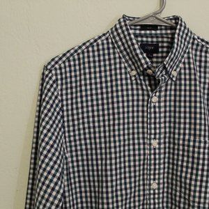 j. crew / collared shirt / green and navy plaid